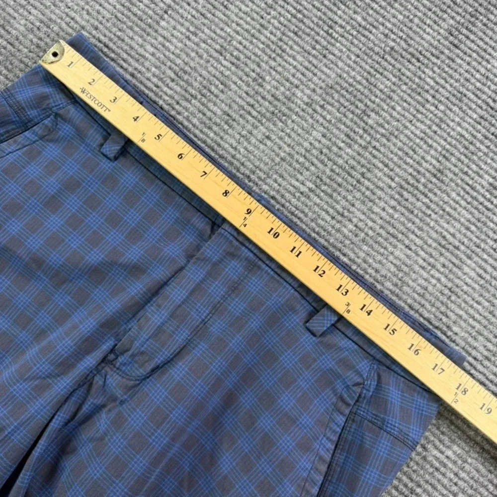Lululemon Commission Shorts Mens 36 Blue Black Plaid Chino Golf Tech Active